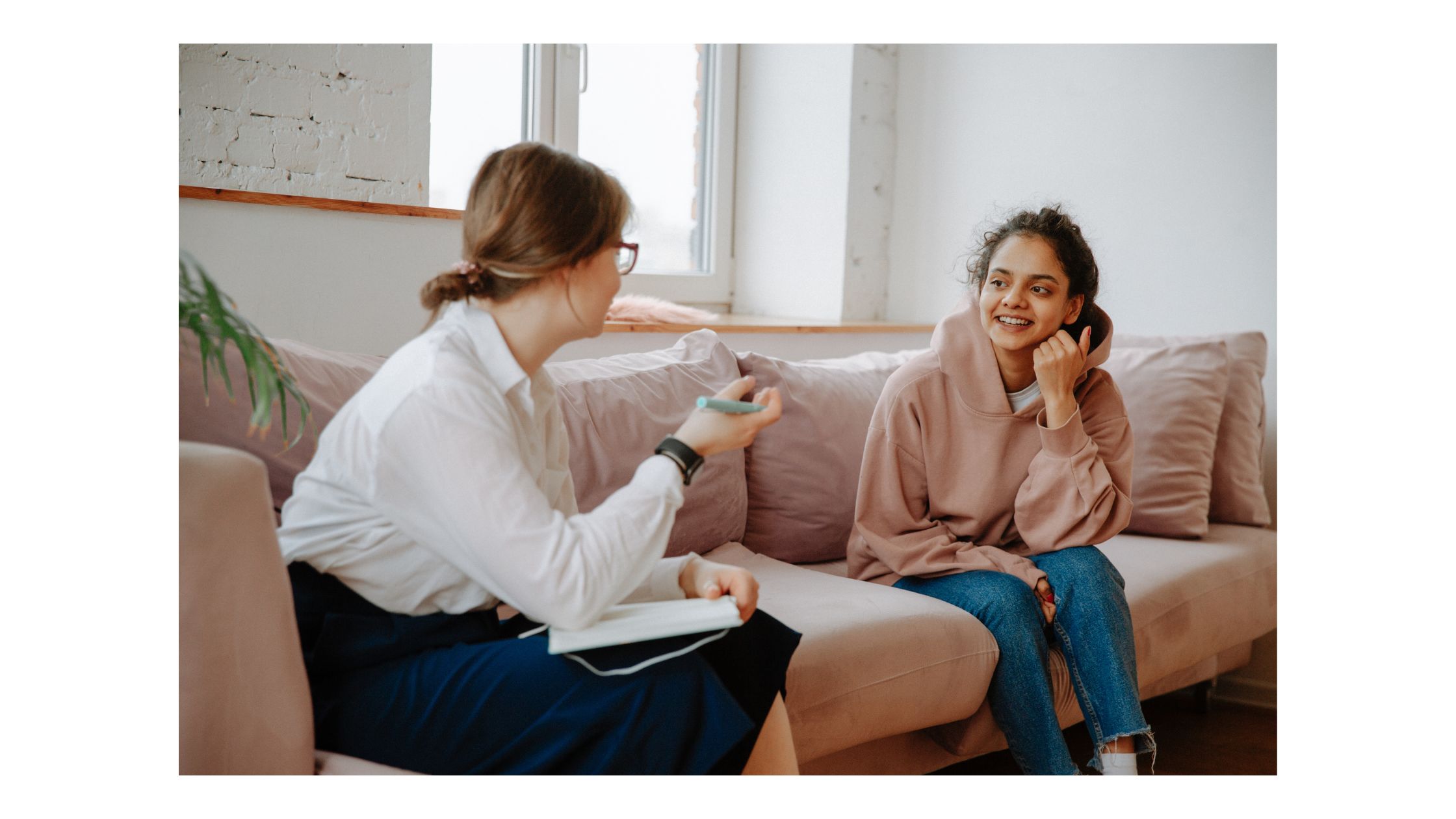 woman smiling at a therapist